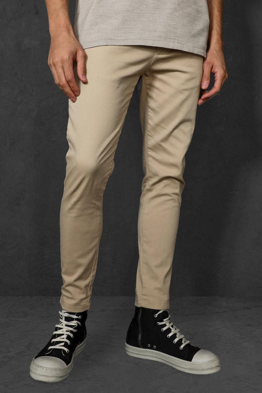 Stone Fixed Waist Super Skinny Chino Trousers image number 1