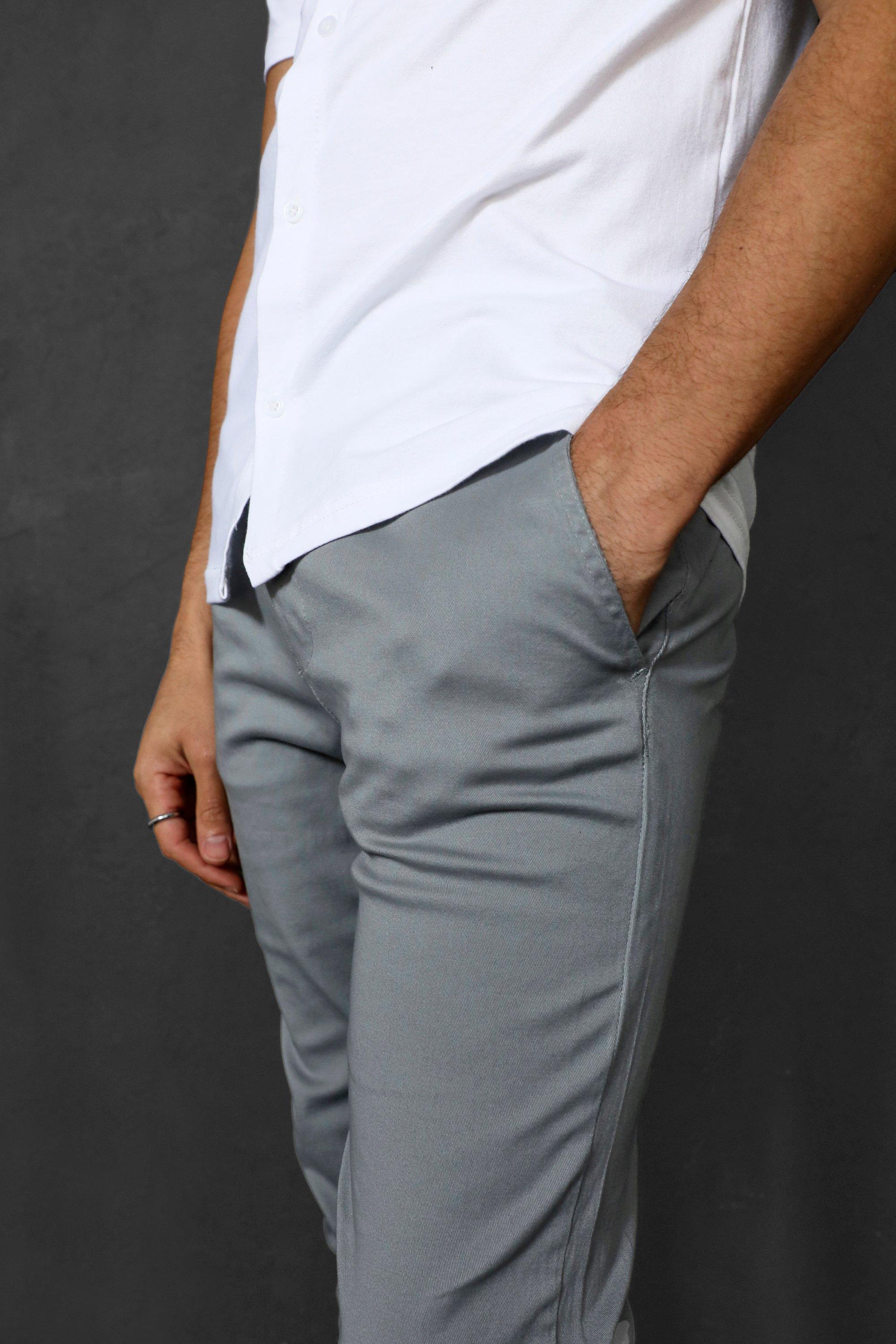 super skinny grey chinos