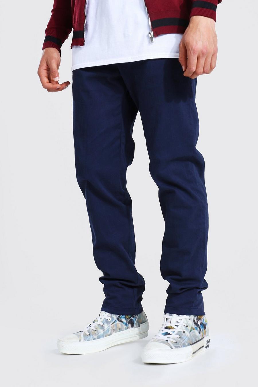 Pantaloni Chino Skinny Fit con vita fissa, Blu oltremare image number 1