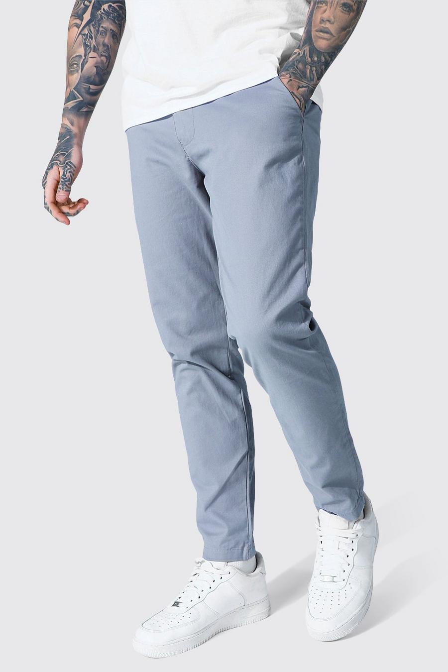 Grey Fixed Waist Slim Fit Chino Trouser image number 1