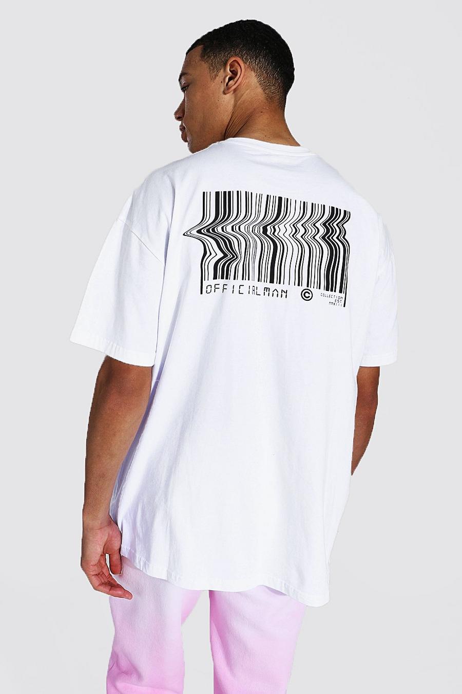 White Tall Oversized Barcode Back Print T-shirt image number 1