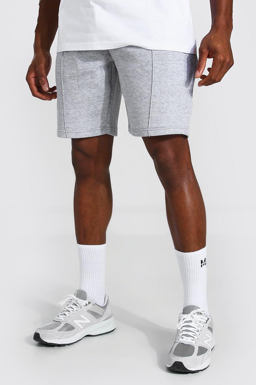 Grey marl Slim Mid Length Pintuck Jersey Shorts image number 1