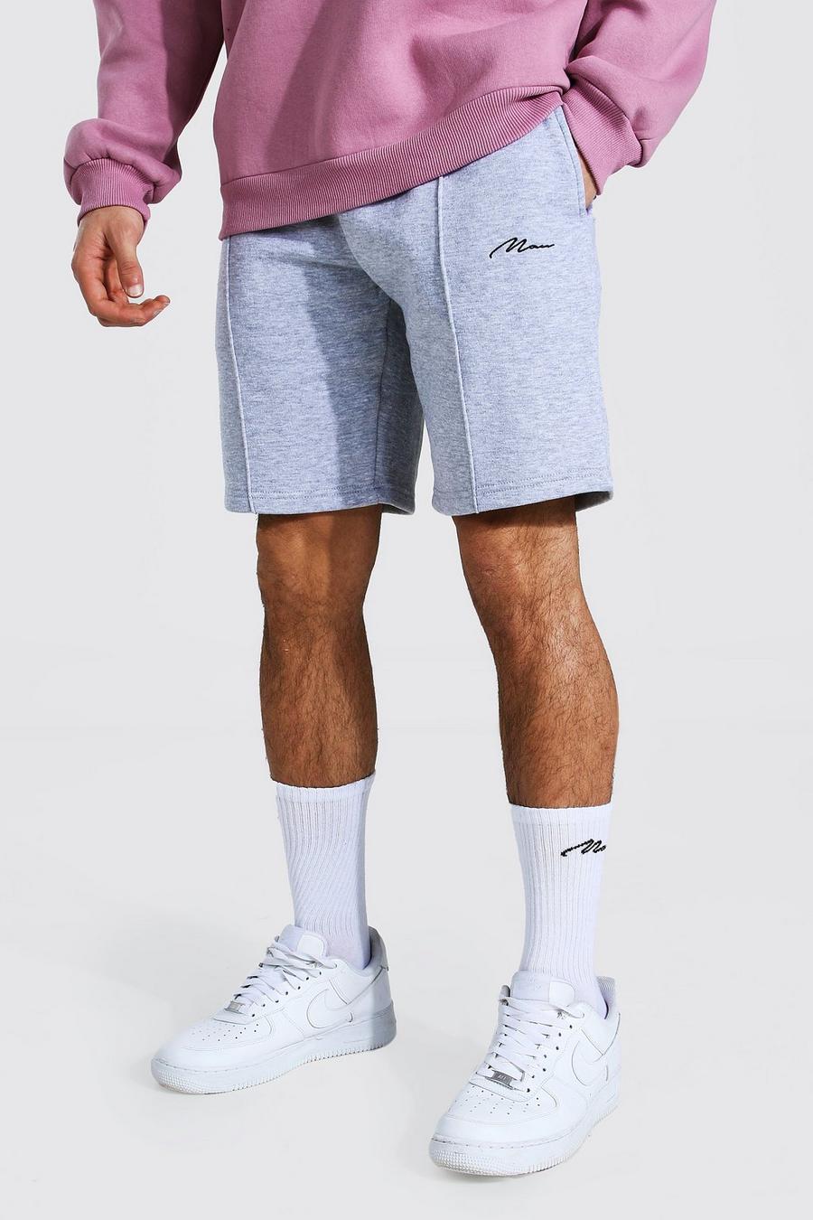 Grey marl Regular Man Signature Pintuck Jersey Shorts image number 1