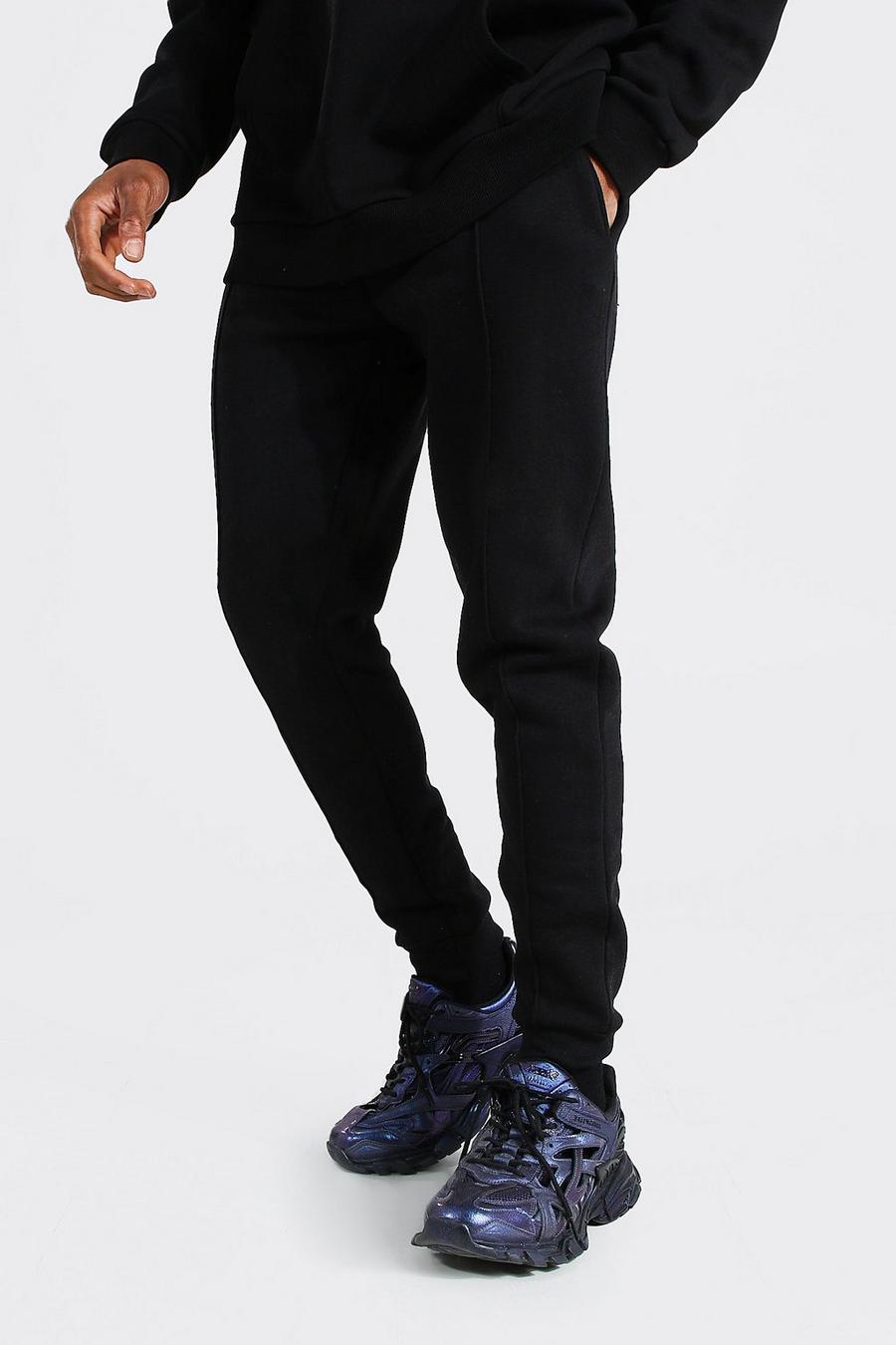 Black Basic Skinny Pintuck Joggers image number 1