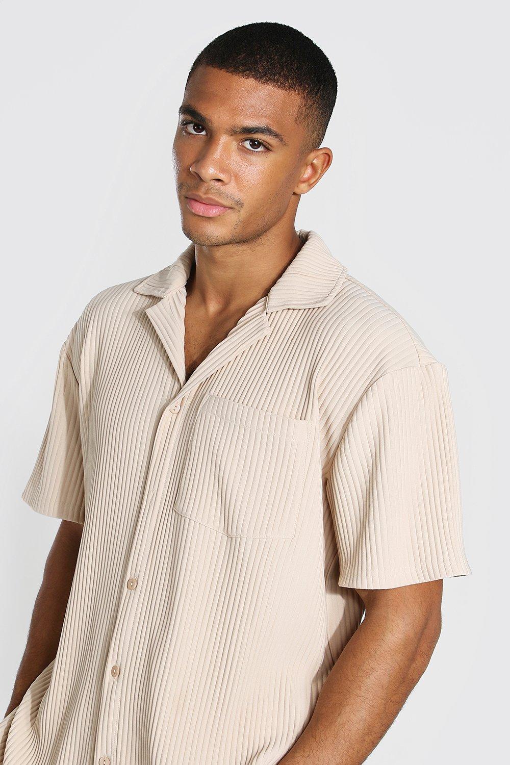 Pleated Short Sleeve Oversized Boxy Shirt