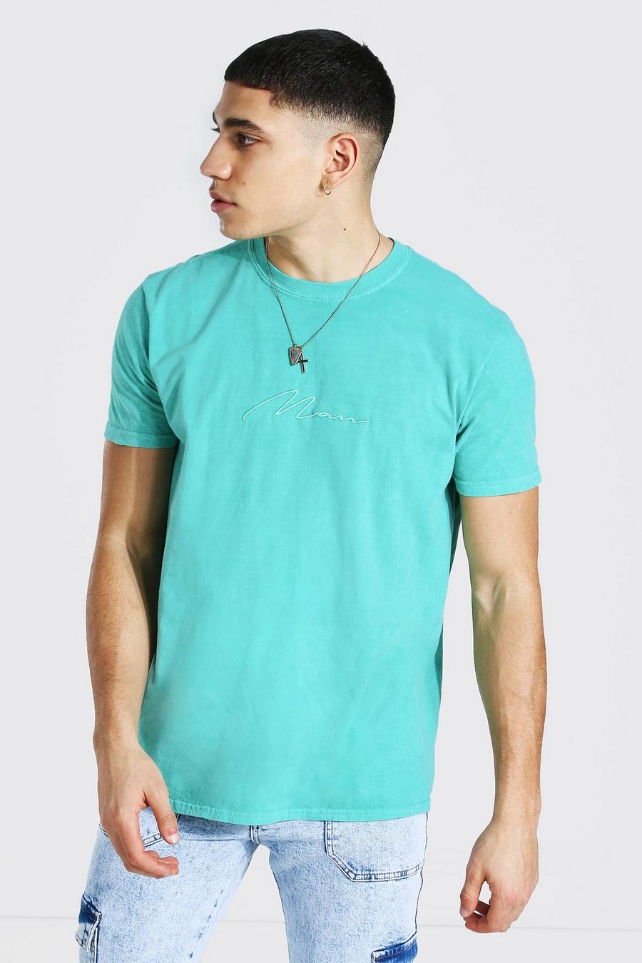 Jade vert Man Signature Overdyed T-shirt image number 1