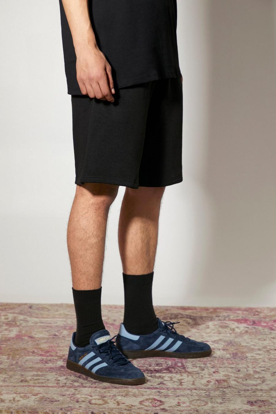 Black noir Basic Mid Length Oversized Jersey Shorts image number 1