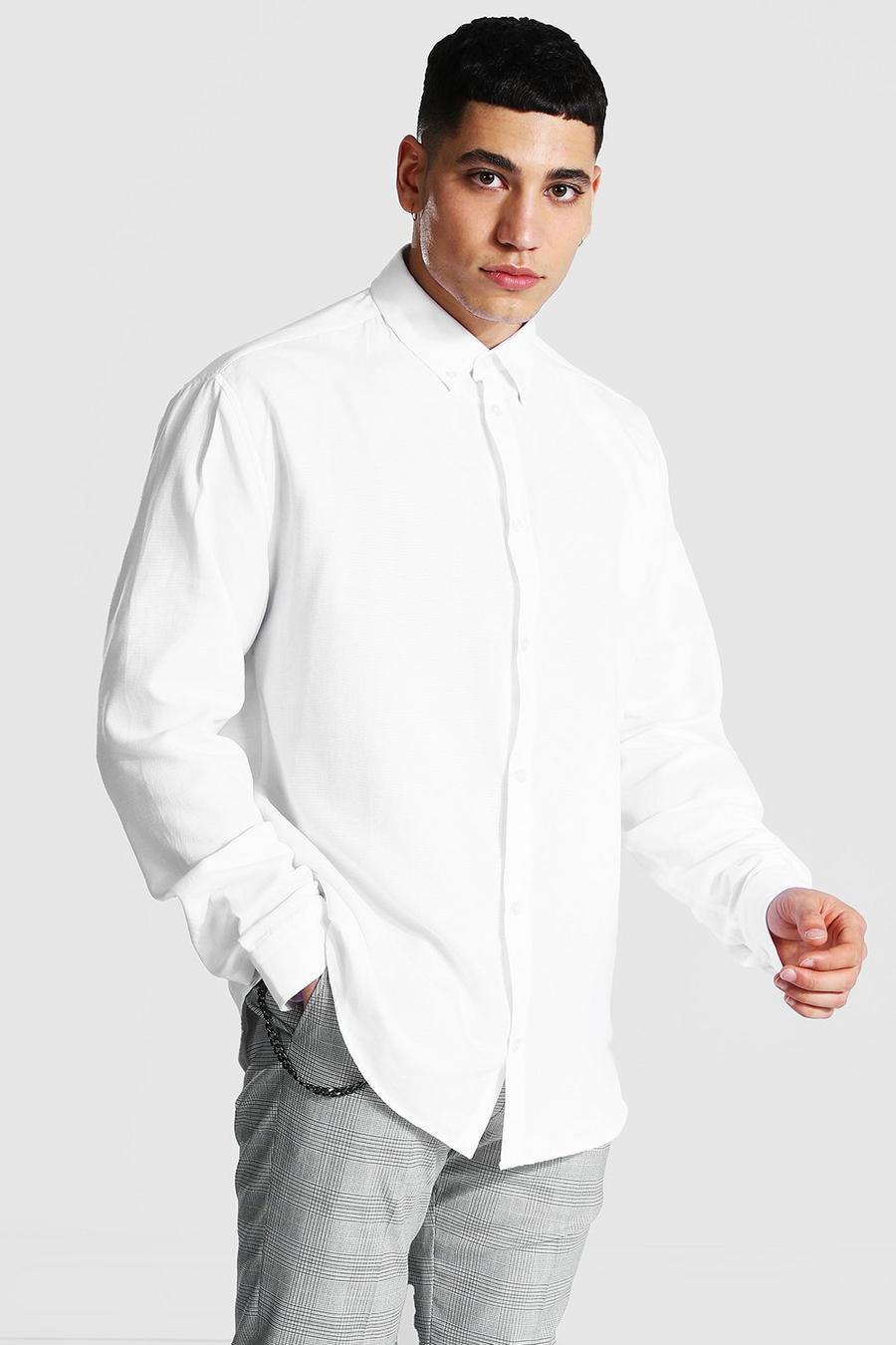 White Long Sleeve Oversized Fit Oxford Shirt image number 1