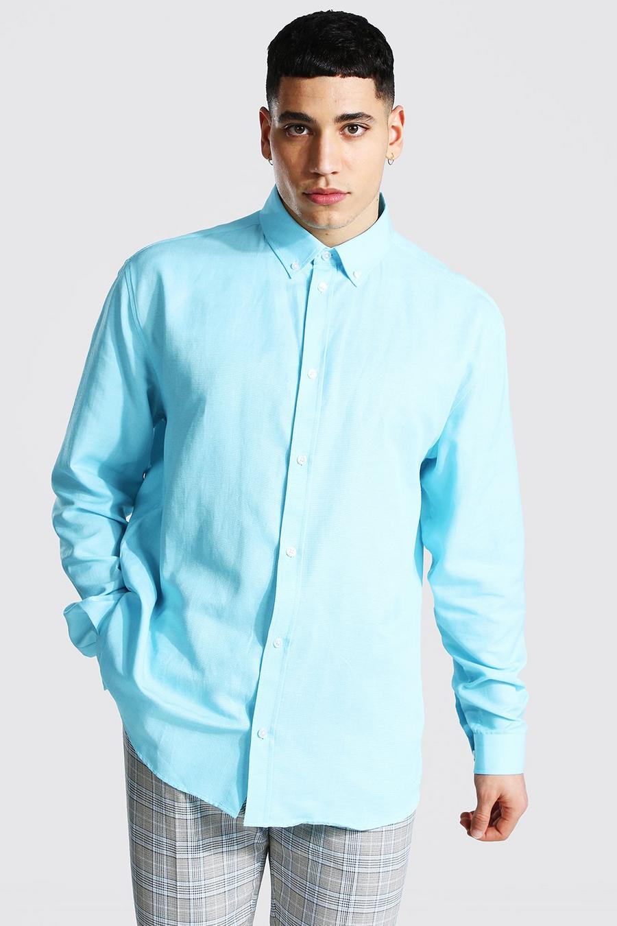Mint Long Sleeve Oversized Fit Oxford Shirt image number 1
