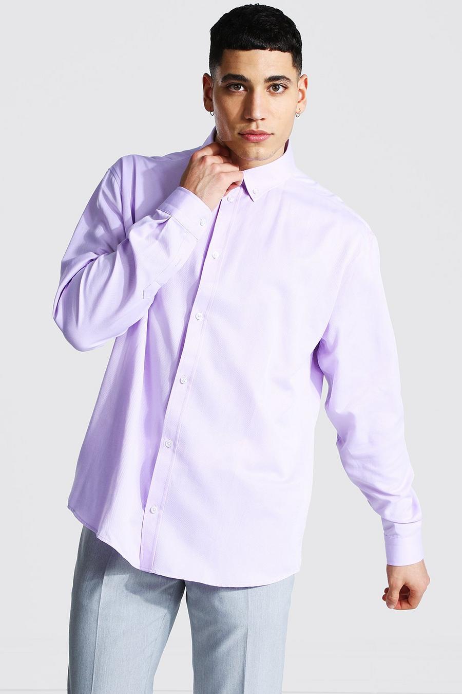 Lilac Oversize långärmad oxfordskjorta image number 1