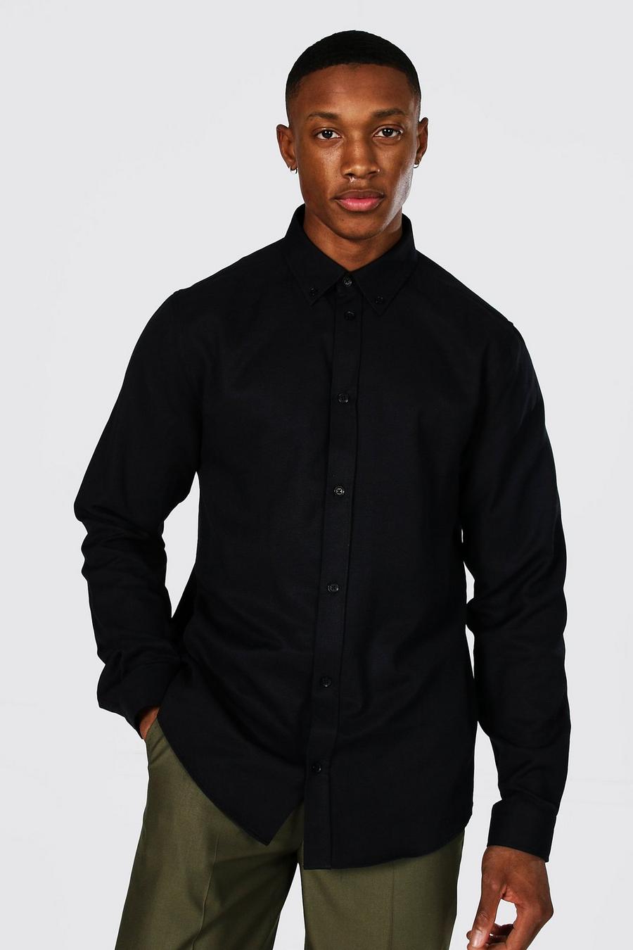 Langärmeliges Regular Fit Oxford-Shirt, Schwarz image number 1