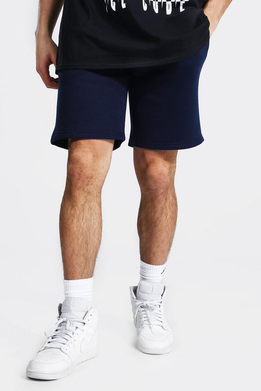Navy Basic Mid Length Regular Jersey Shorts image number 1