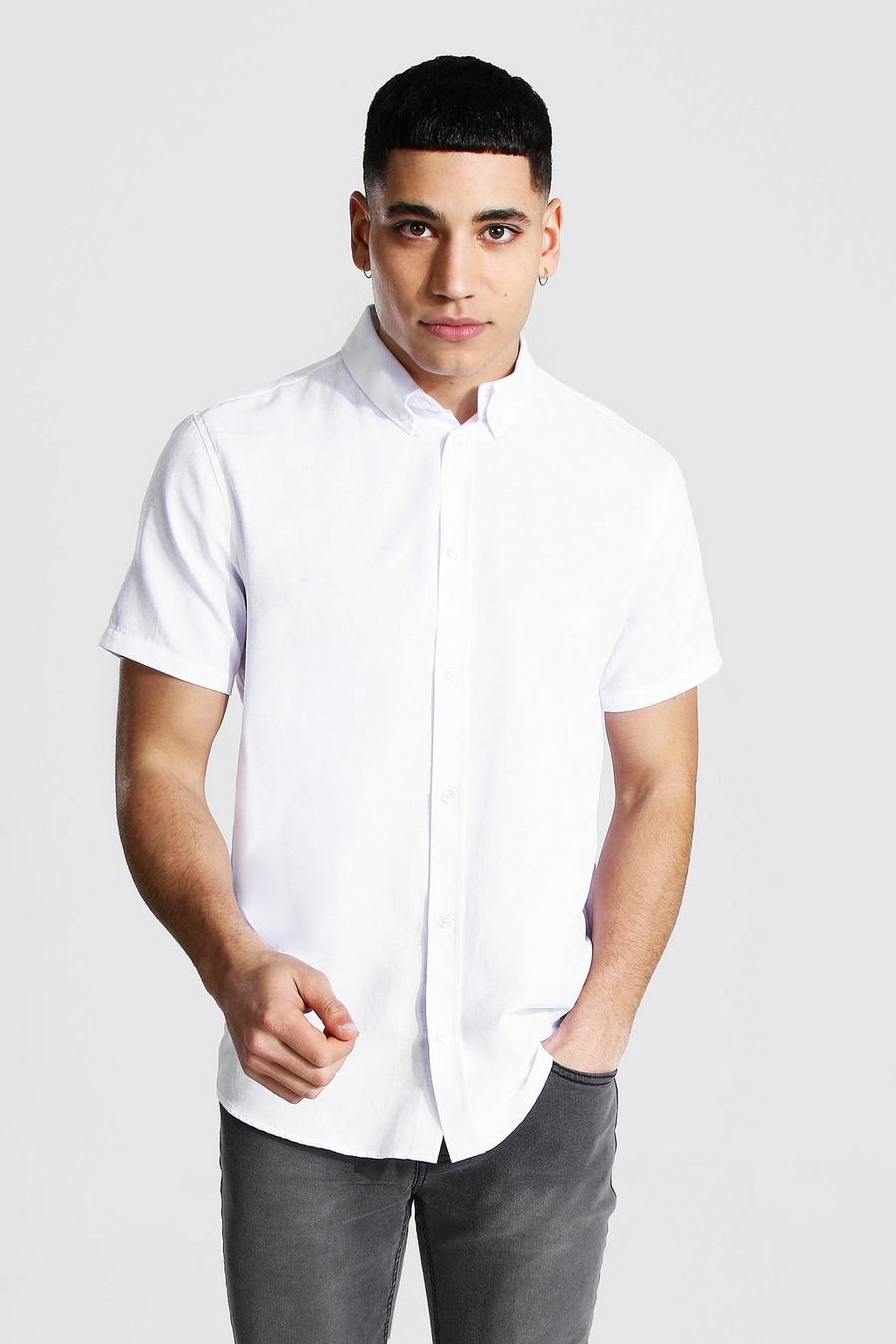 לבן חולצת אוקספורד עם שרוולים קצרים בגזרה רגילה image number 1