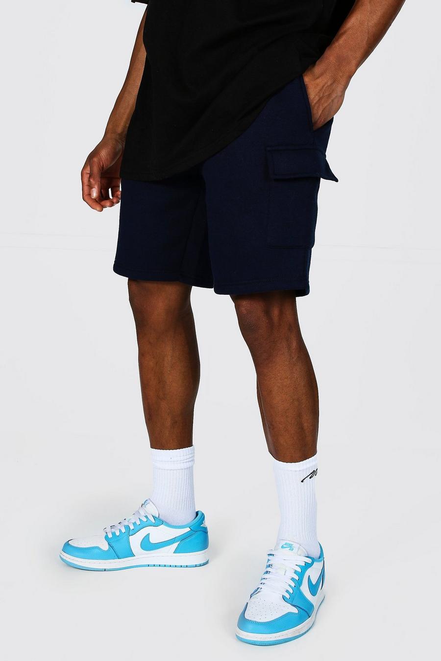 Pantaloncini cargo Basic in jersey di media lunghezza, Blu oltremare image number 1