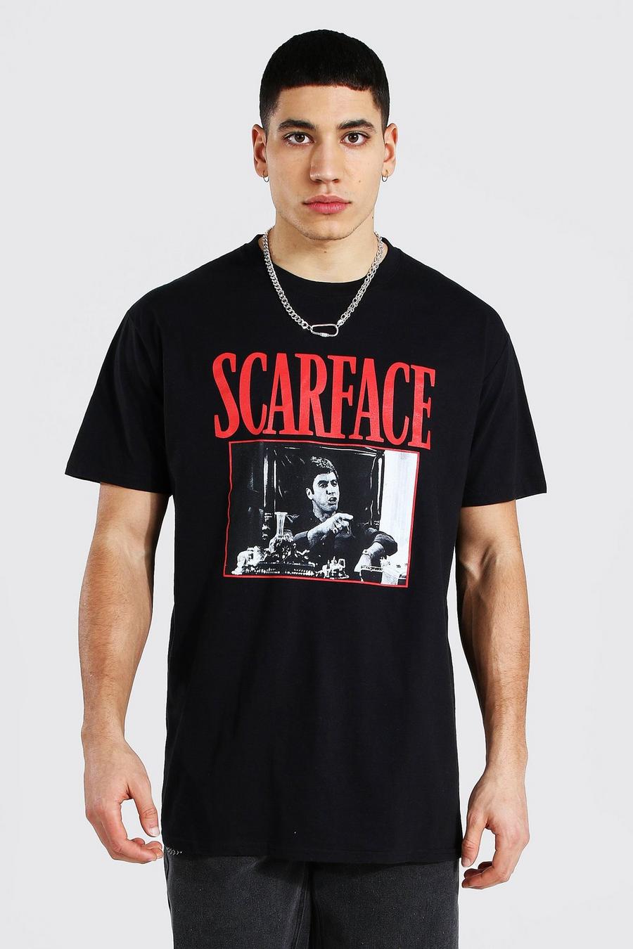 Black svart Oversized Scarface Photo License T-shirt