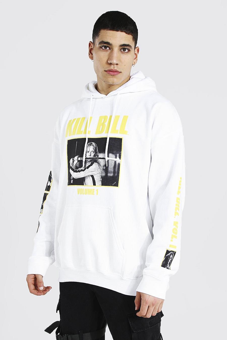 White Kill Bill Oversize hoodie med tryck längs ärmen image number 1