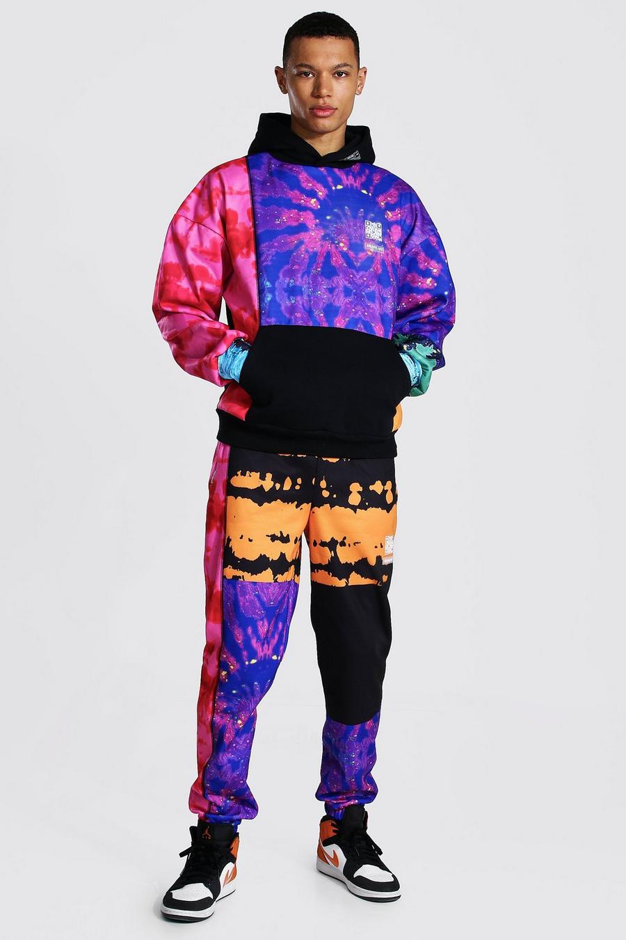 Multi Tall Oversized Man Tie Dye Hooded Tracksuit image number 1