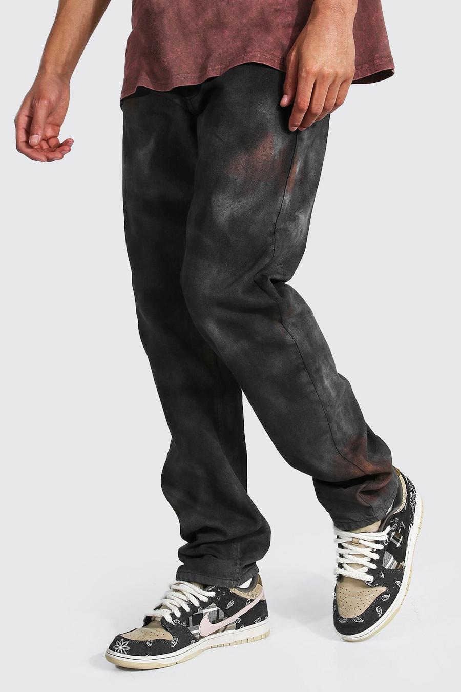 Tall Straight Leg Jeans mit Batik-Optik, Braun image number 1