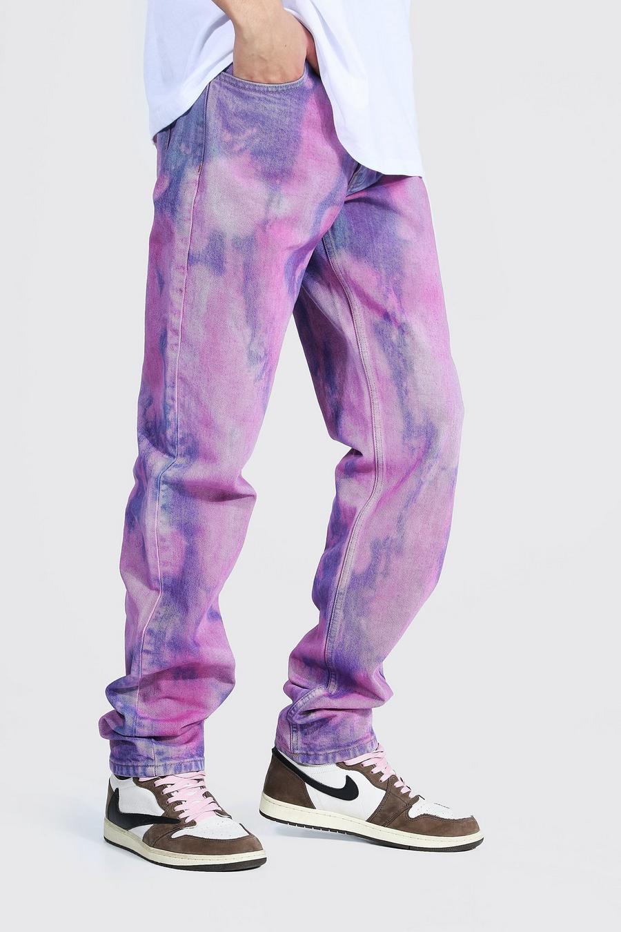 Pink Tall Straight Leg Jean With Tie Dye image number 1