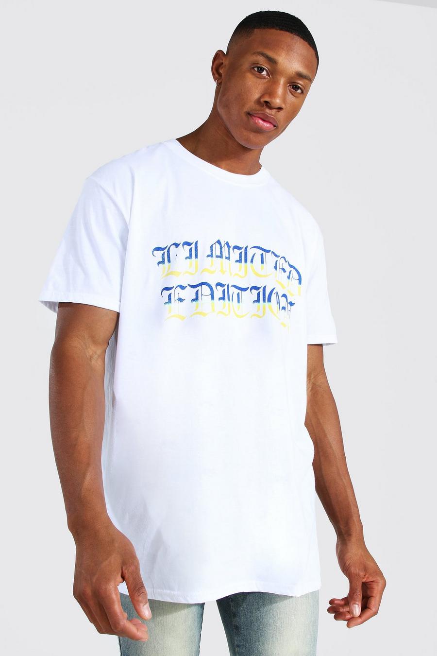 White Oversized Ombre Graphic T-Shirt image number 1