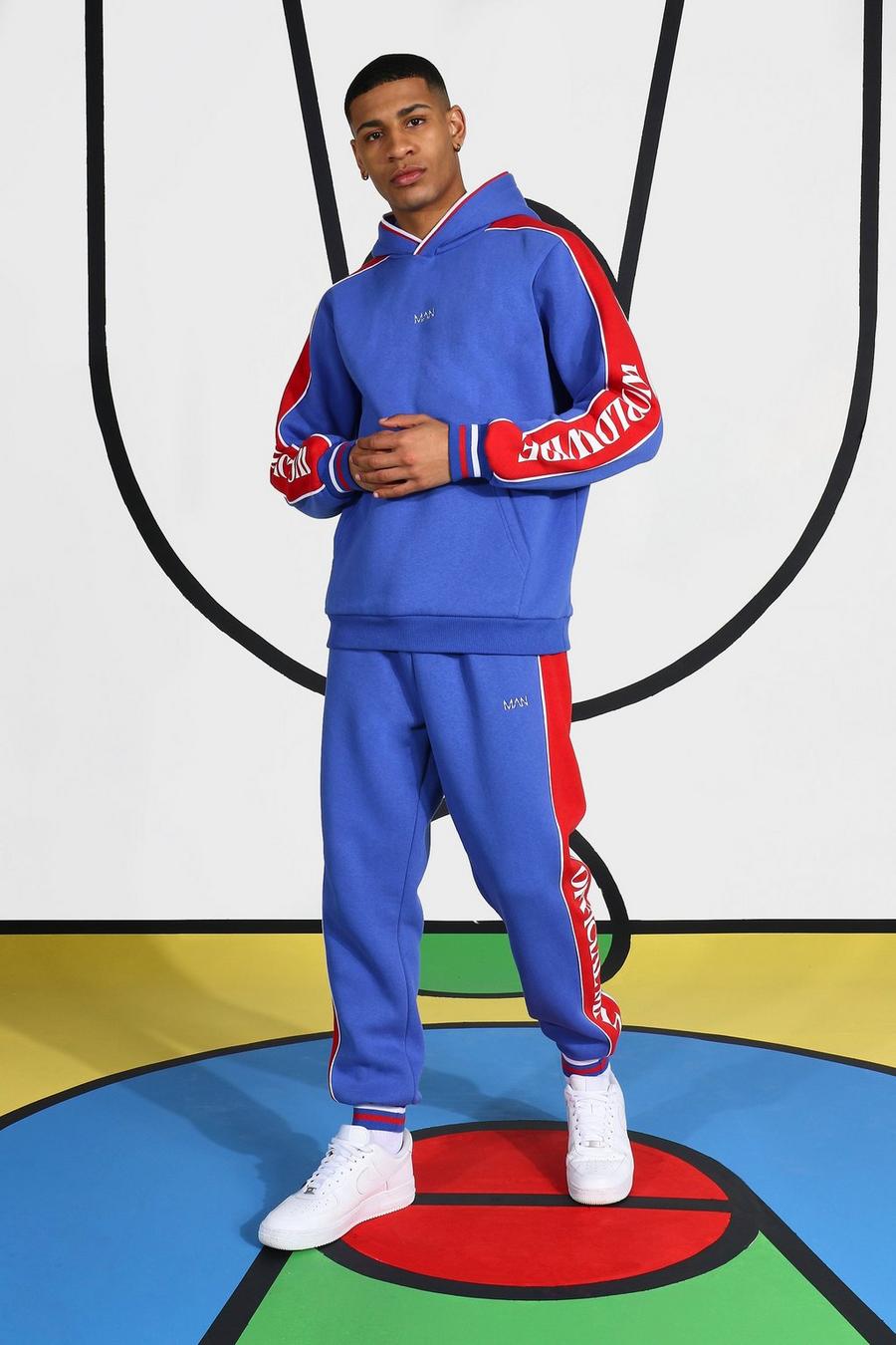 Blue Tracksuit With Side Tape And Hood Detail image number 1