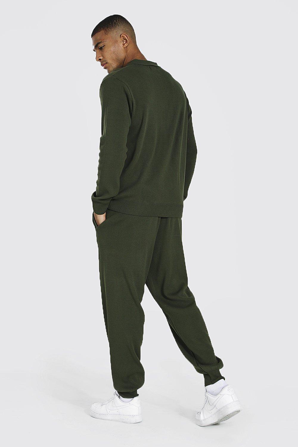 Olive green hot sale mens tracksuit