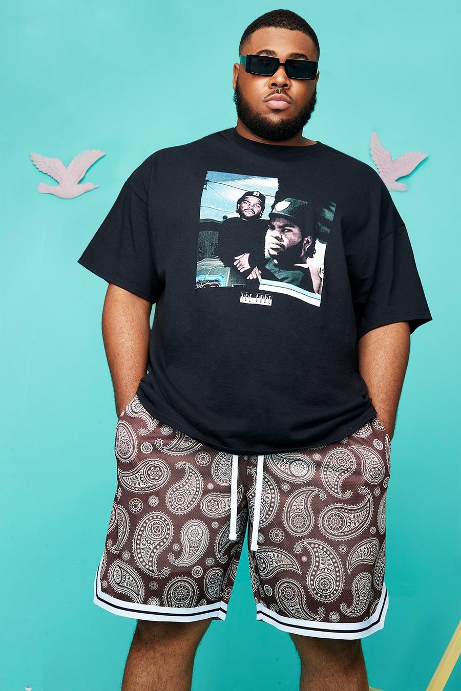 Black Plus Size Ice Cube Split License T-shirt image number 1