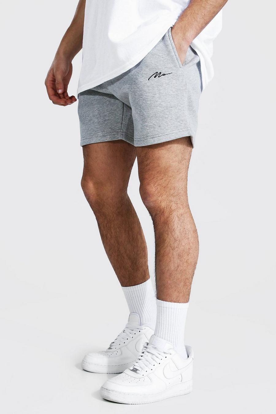 Grey marl Man Signature Short Length Slim Jersey Shorts image number 1