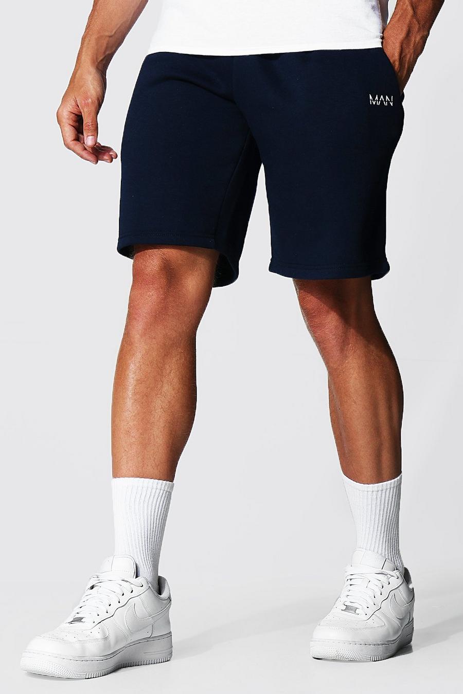 Navy Original Man Middellange Baggy Jersey Shorts image number 1