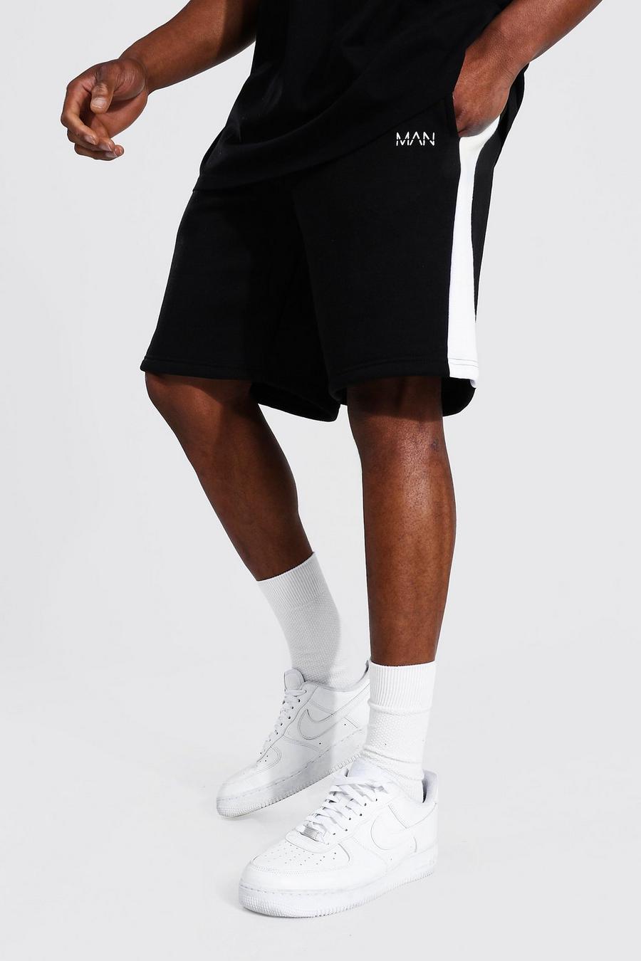 Black Original Man Middellange Shorts Met Paneel Jersey image number 1