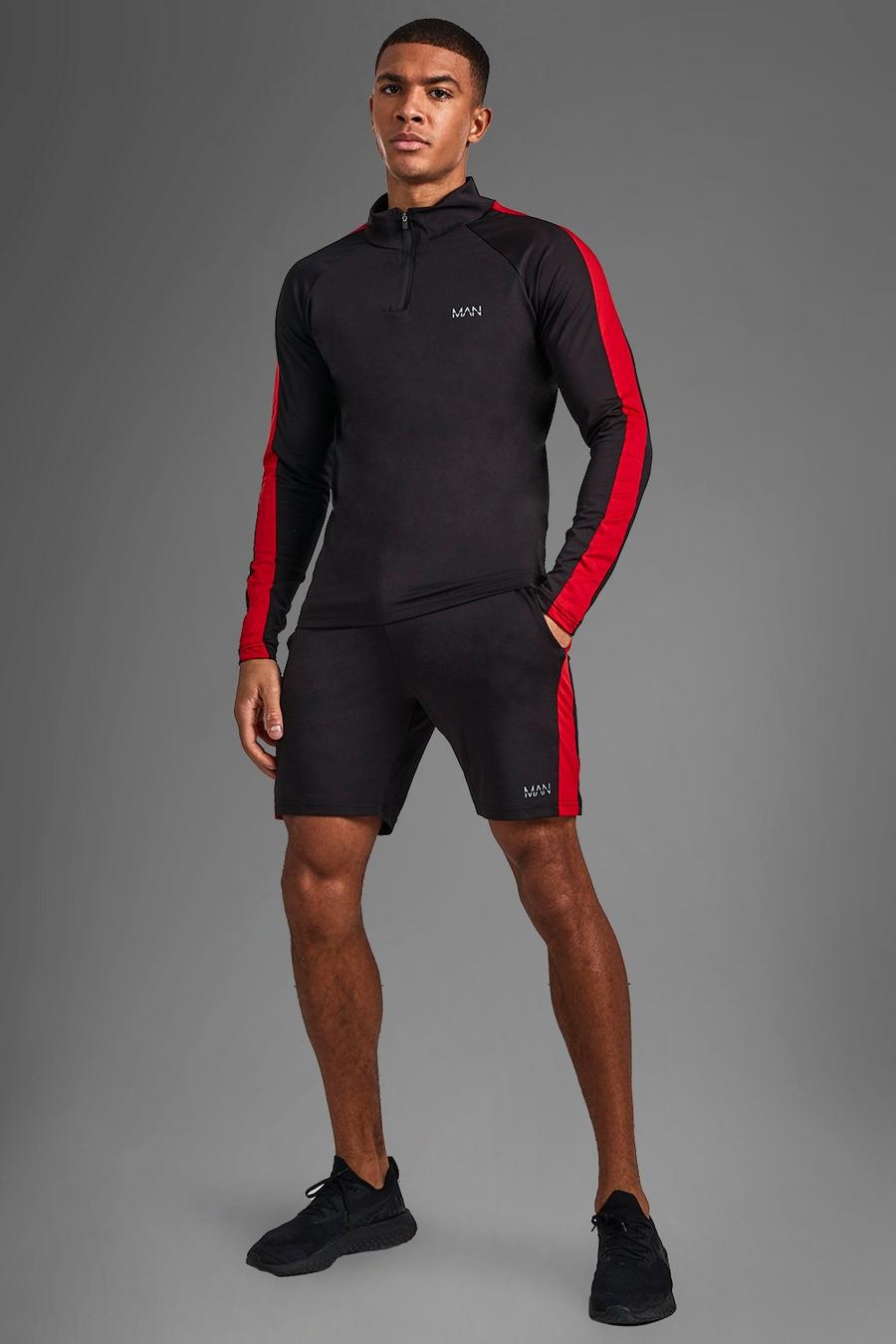 Black MAN Active Tröja med hög krage och shorts image number 1