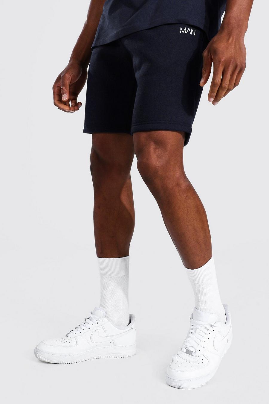 Navy Original Man Mid Length Slim Jersey Shorts image number 1