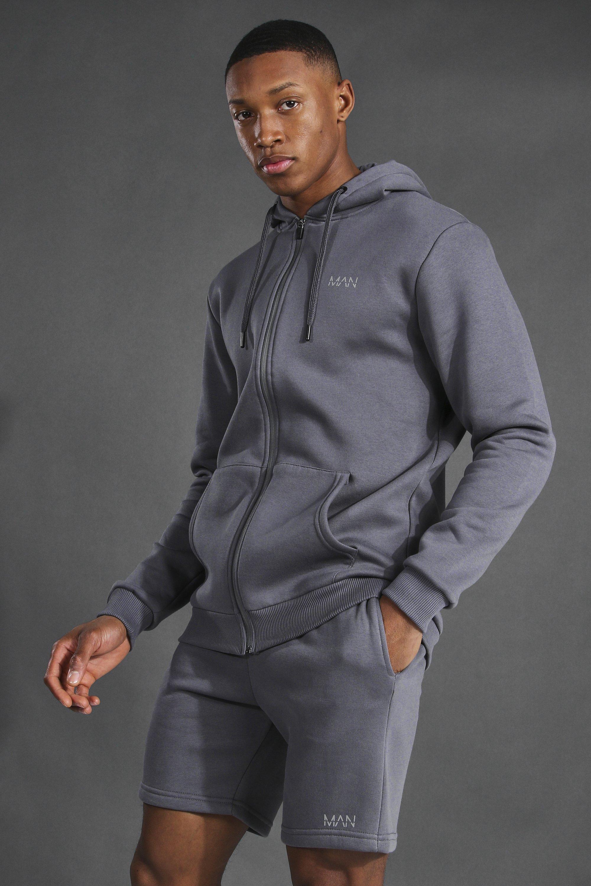 Man Active Gym Training Hoodie & Short Set