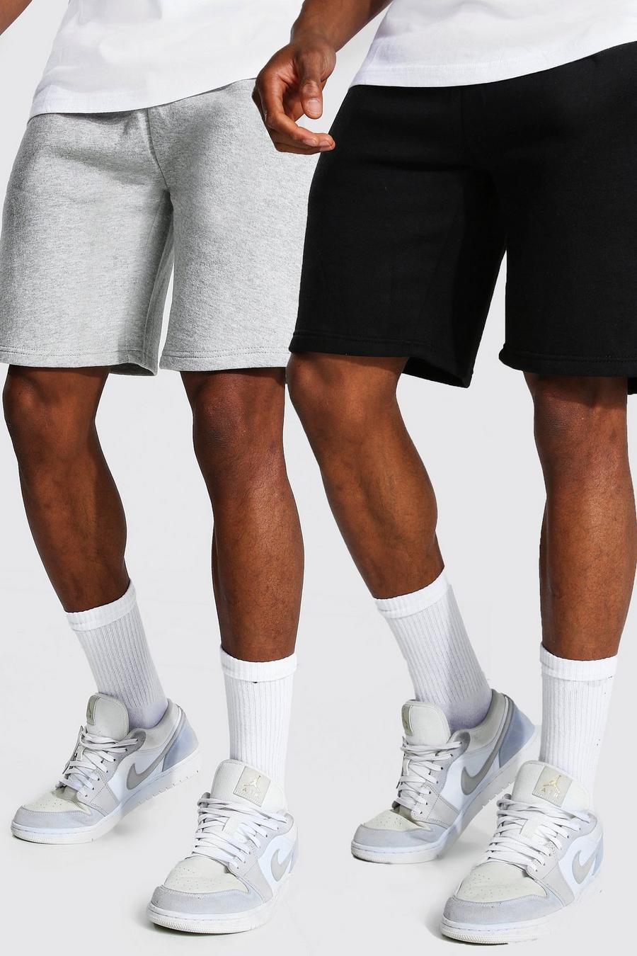 Paquete de dos pantalones cortos de punto de corte estándar y largo a media pierna, Multicolor image number 1