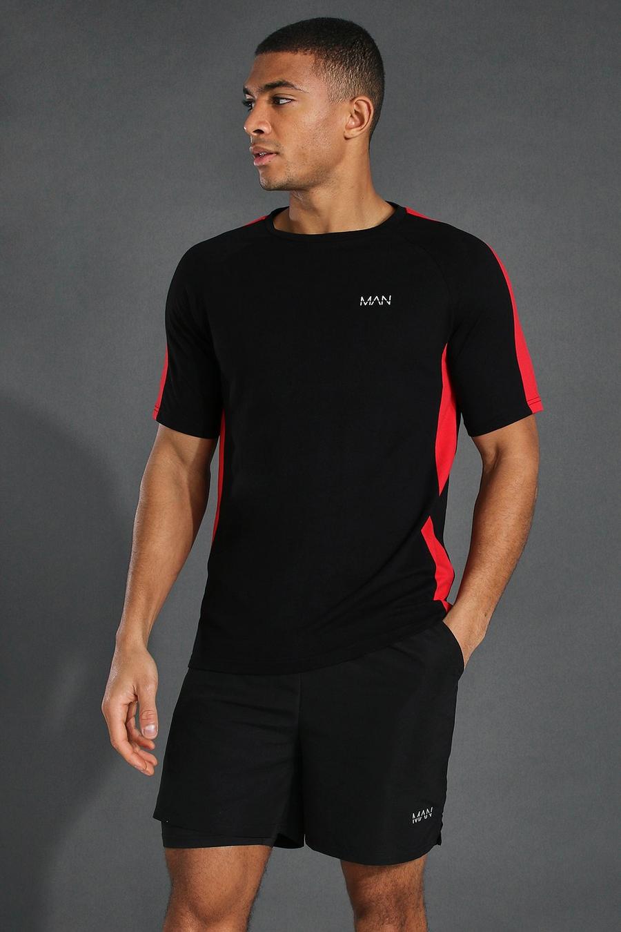 MAN Active T-Shirt mit Seitenstreifen, Schwarz image number 1