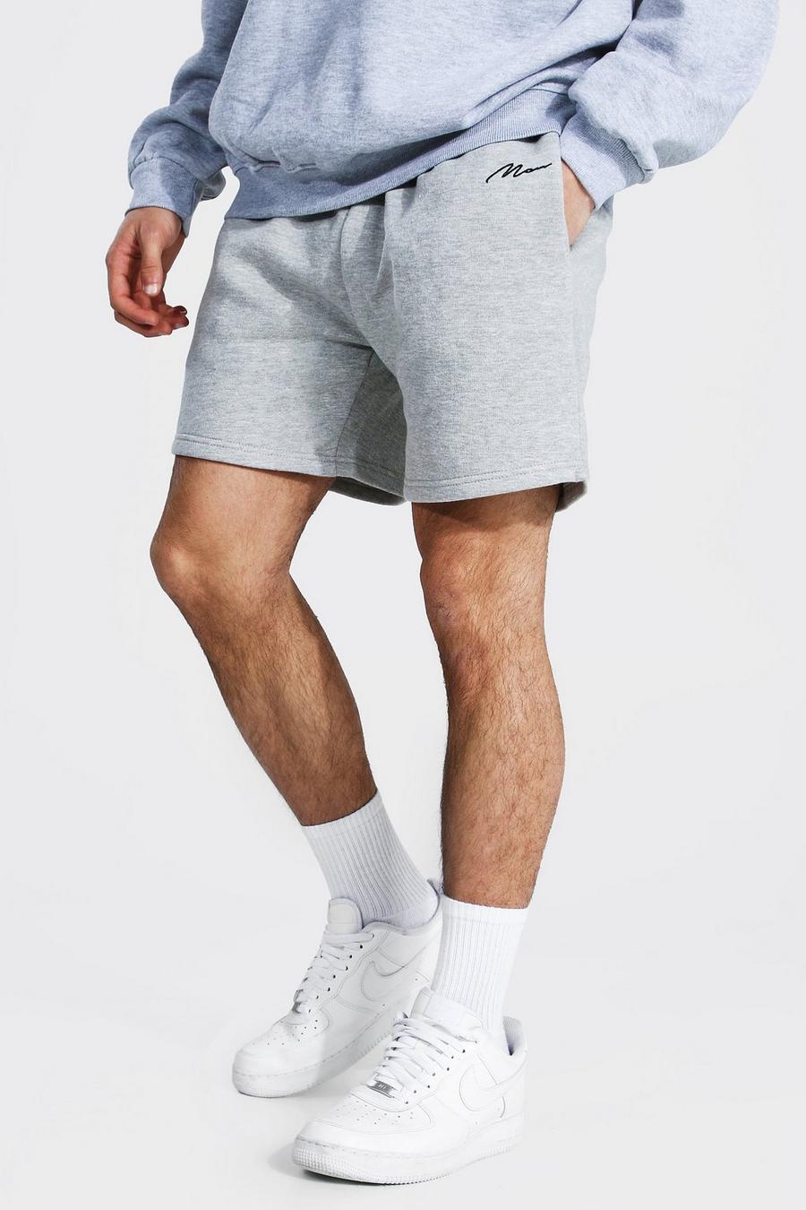 Grey marl Man Signature Short Length Loose Shorts image number 1
