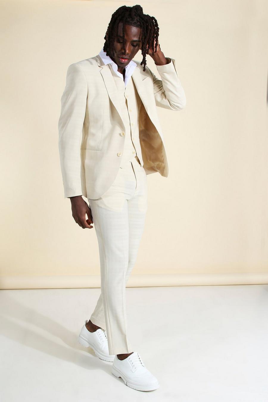 Stone Skinny Fit Tonal Check Suit Pants image number 1