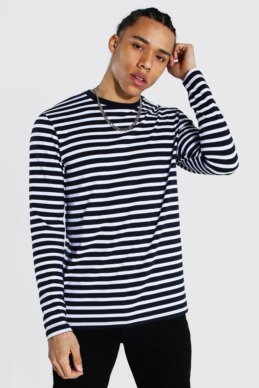 Navy Tall Man Signature Stripe Long Sleeve T-shirt image number 1