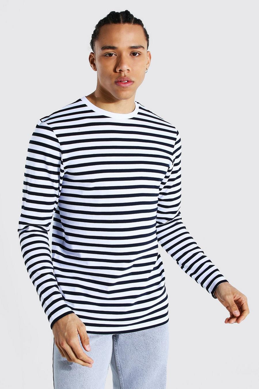 White Tall Stripe Long Sleeve T-shirt image number 1