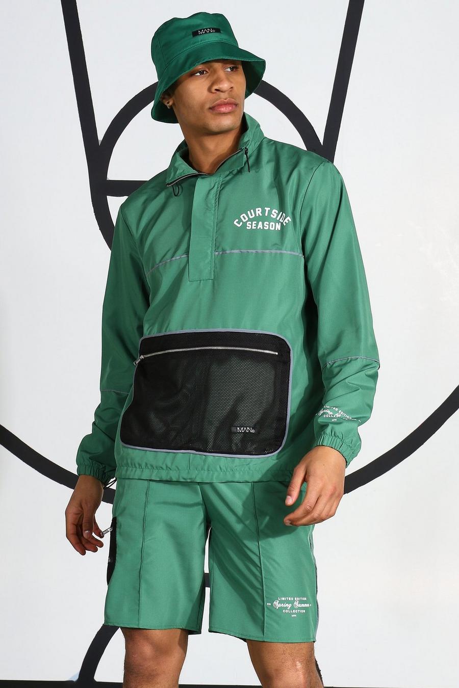 Green Ripstop Tracktop With Reflective Piping image number 1