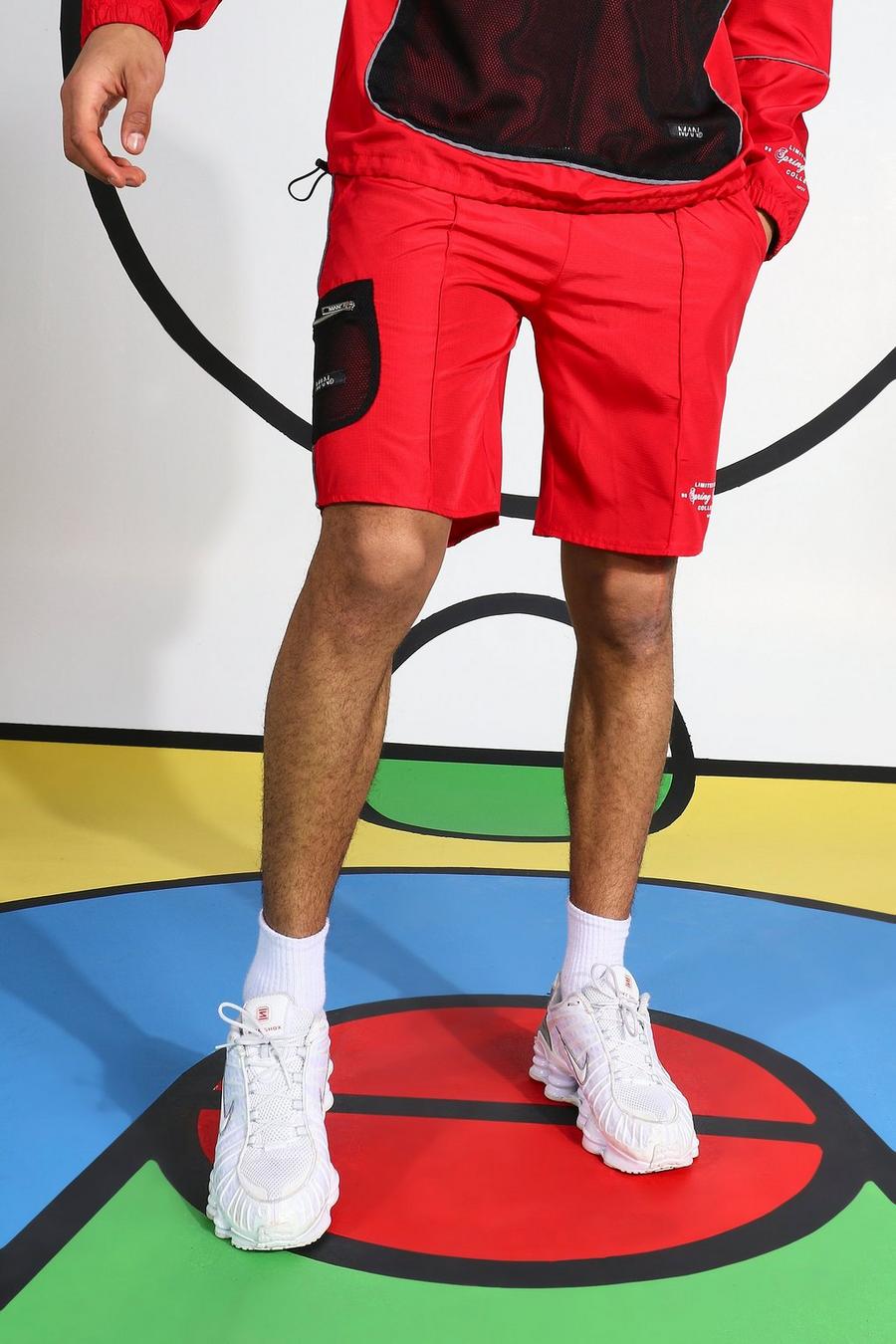 Pantalones cortos ripstop con ribete reflectante, Rojo image number 1