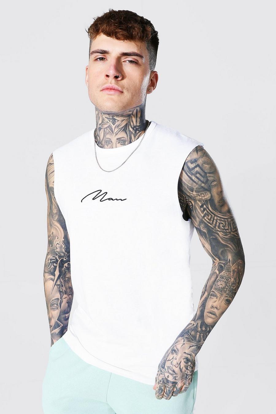 Camiseta de tirantes regular de la firma MAN, Blanco image number 1