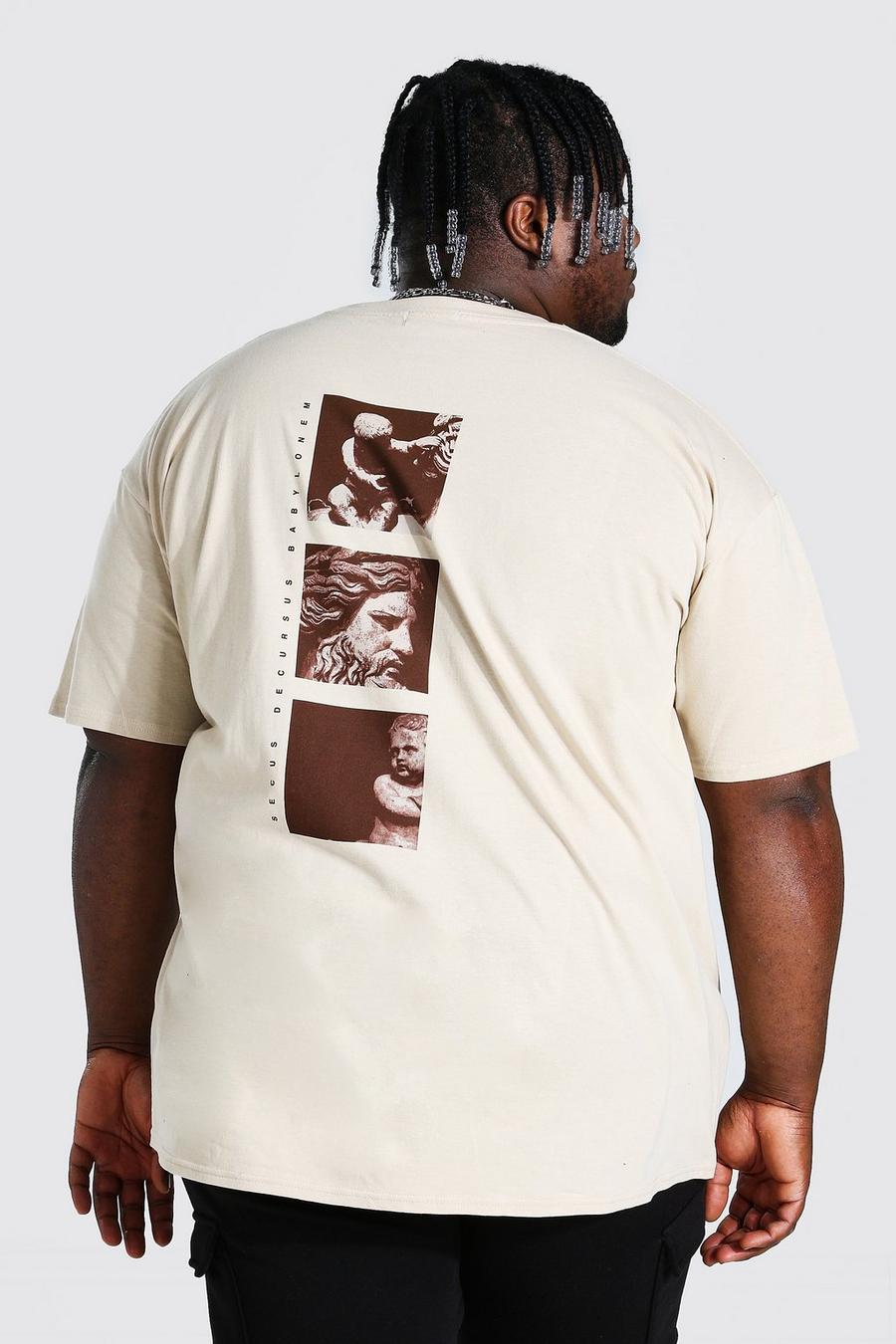 Grande taille - T-shirt imprimé statue dans le dos, Sand image number 1
