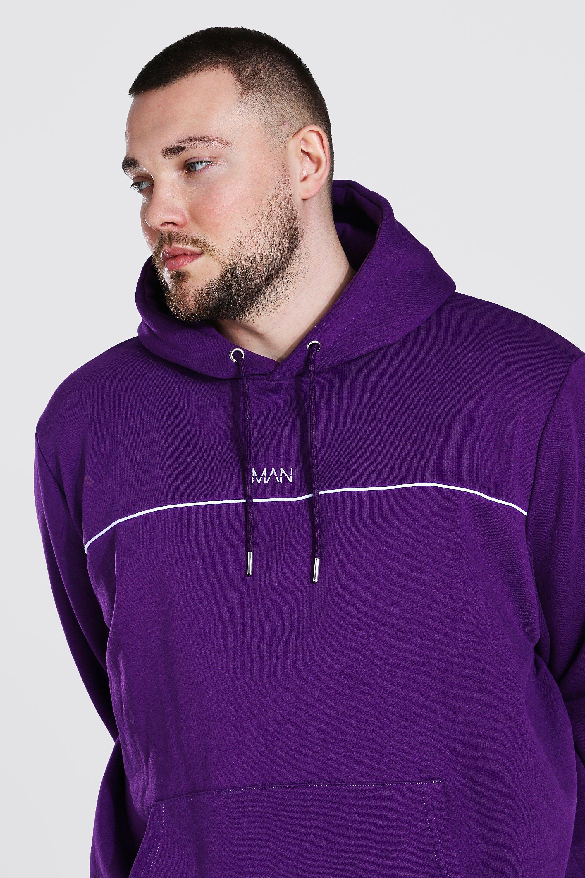 Plus Size Man Dash Hoodie With Piping boohoo IE