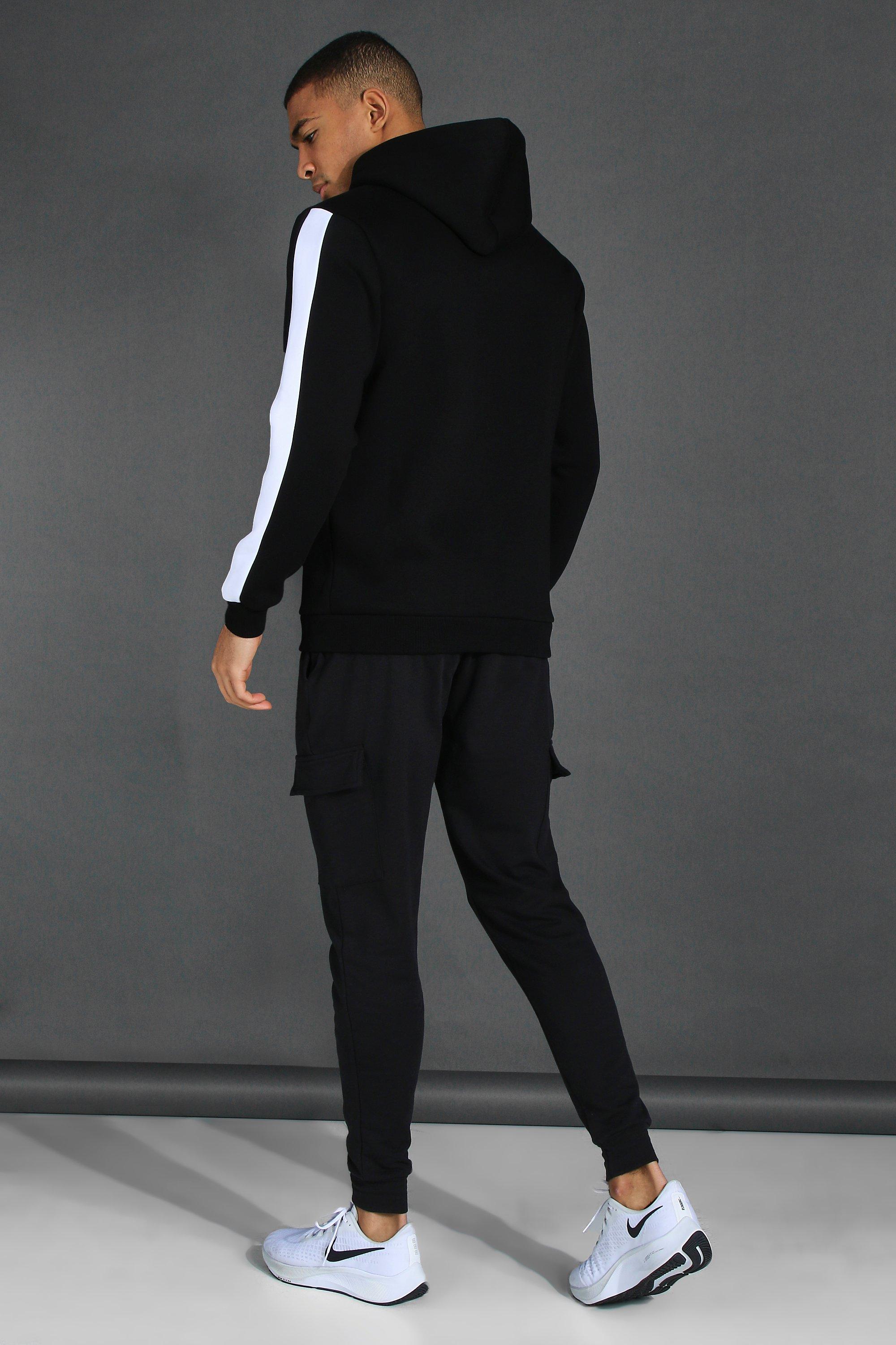 Man Active Oth Zip Through Side Stripe Hoodie boohoo CA