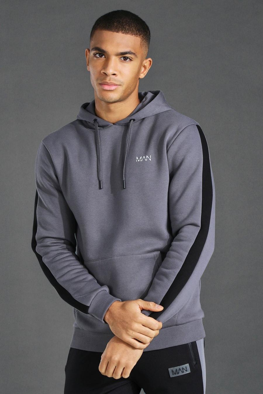 Charcoal Man Active Oth Side Stripe Hoodie image number 1