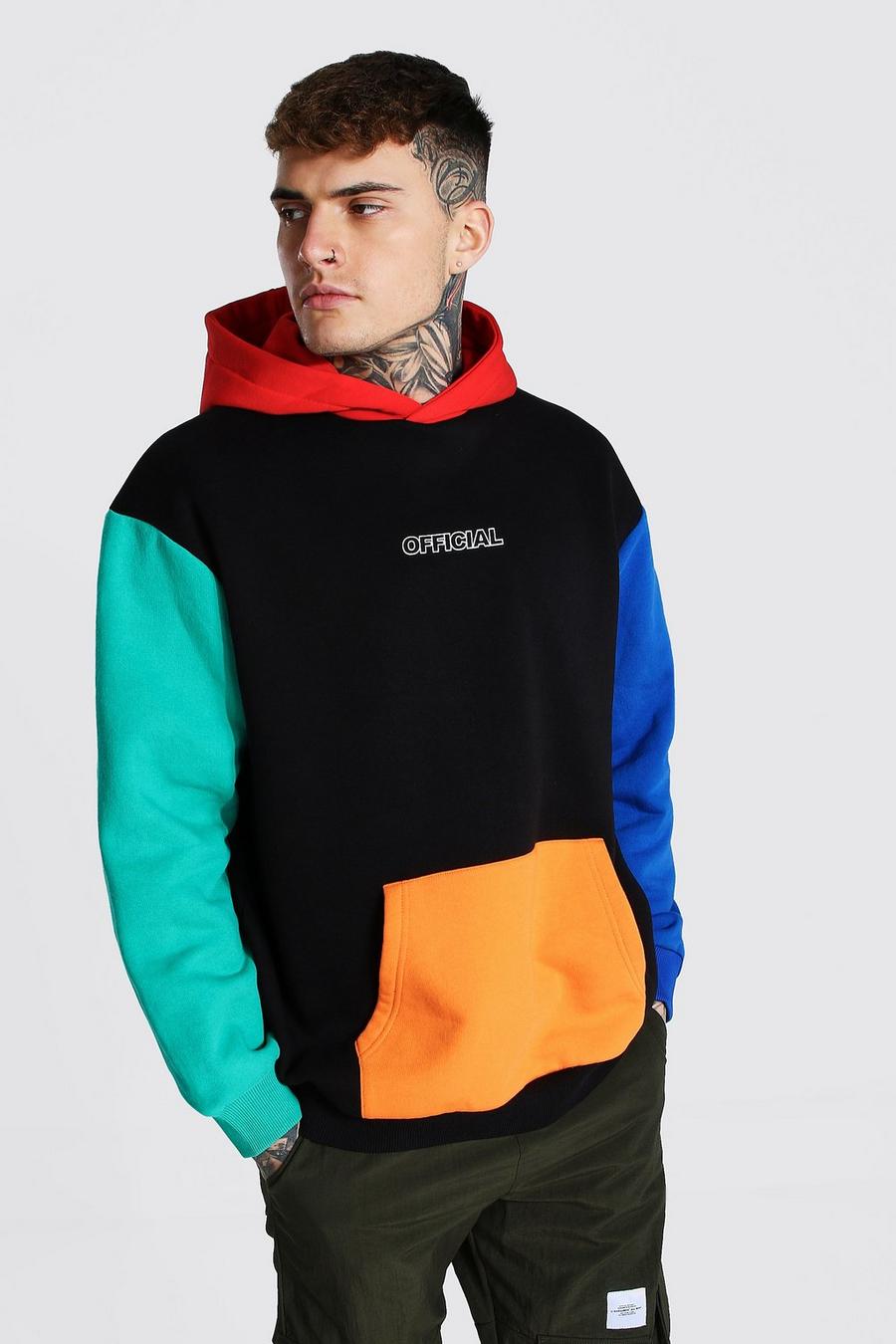 Black Oversized Official Colour Block Hoodie image number 1