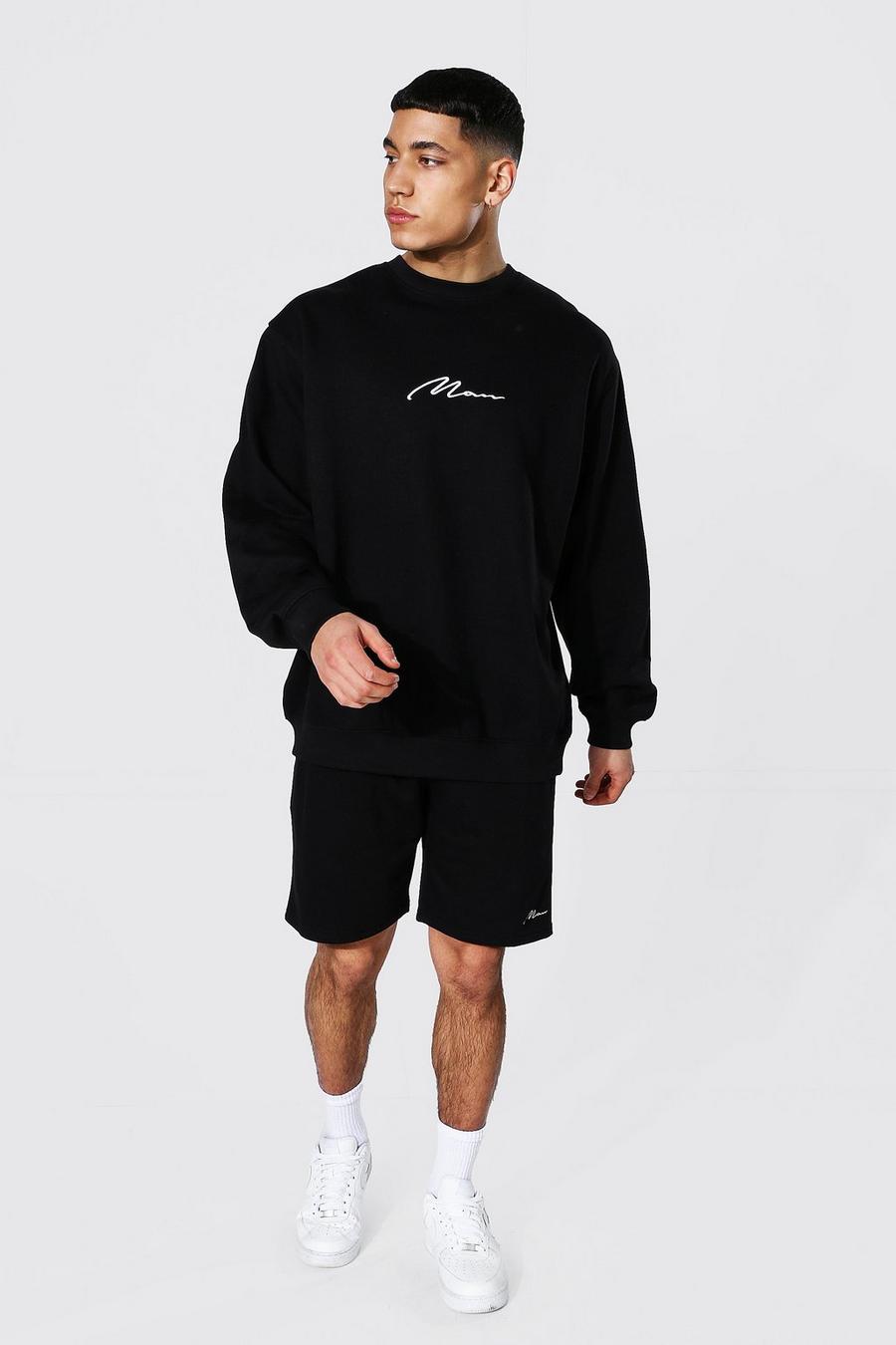Black Man Signature Oversize sweatshirt och shorts image number 1