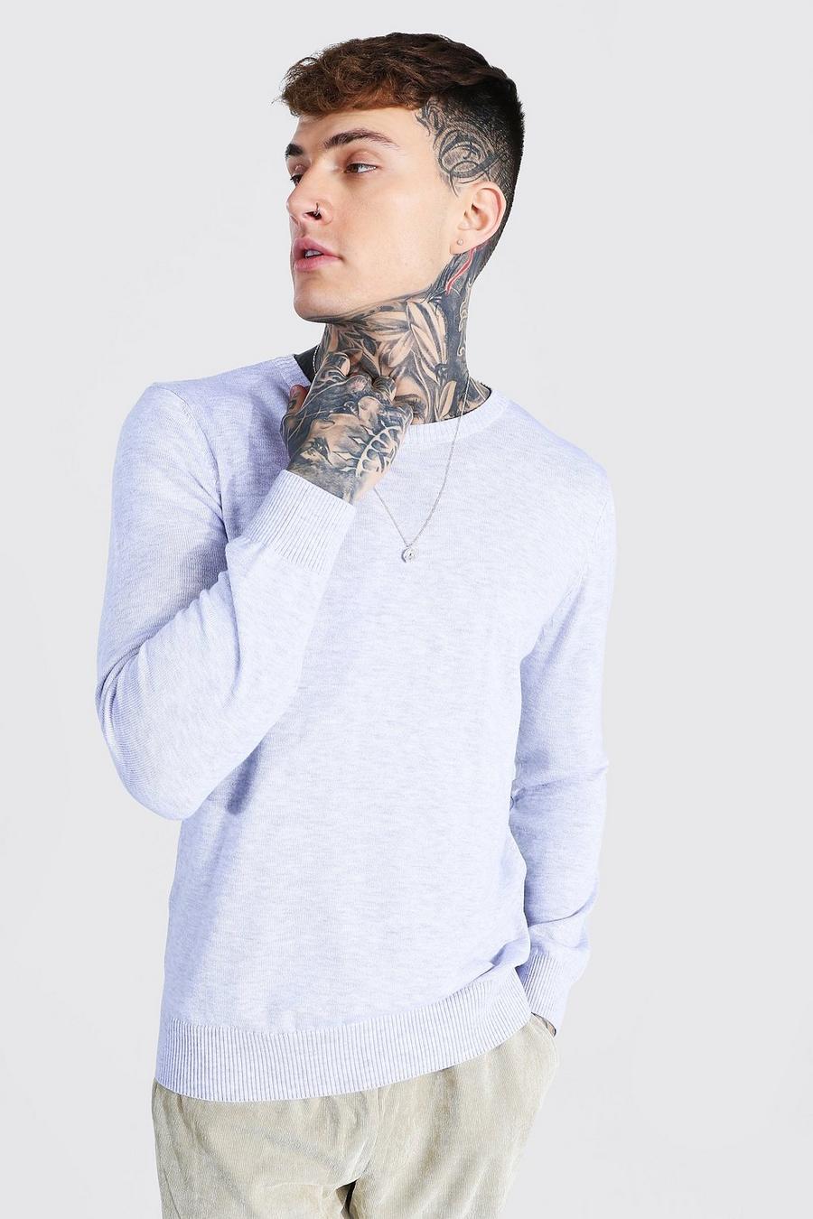 Grey marl Basic Crew Neck Knitted Sweater image number 1