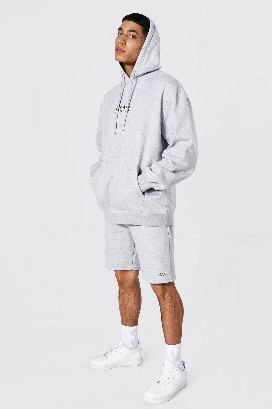 Grey marl Original MAN Oversize hoodie och shorts image number 1
